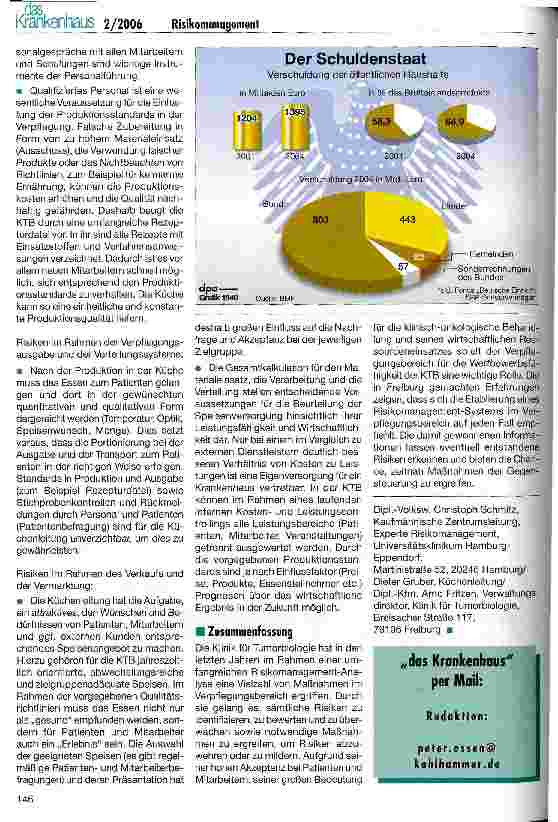 Vorschauseite 5: Etablierung eines Risikomanagement-Systems im Verpflegungsbereich der Klinik für Tumorbiologie in Freiburg