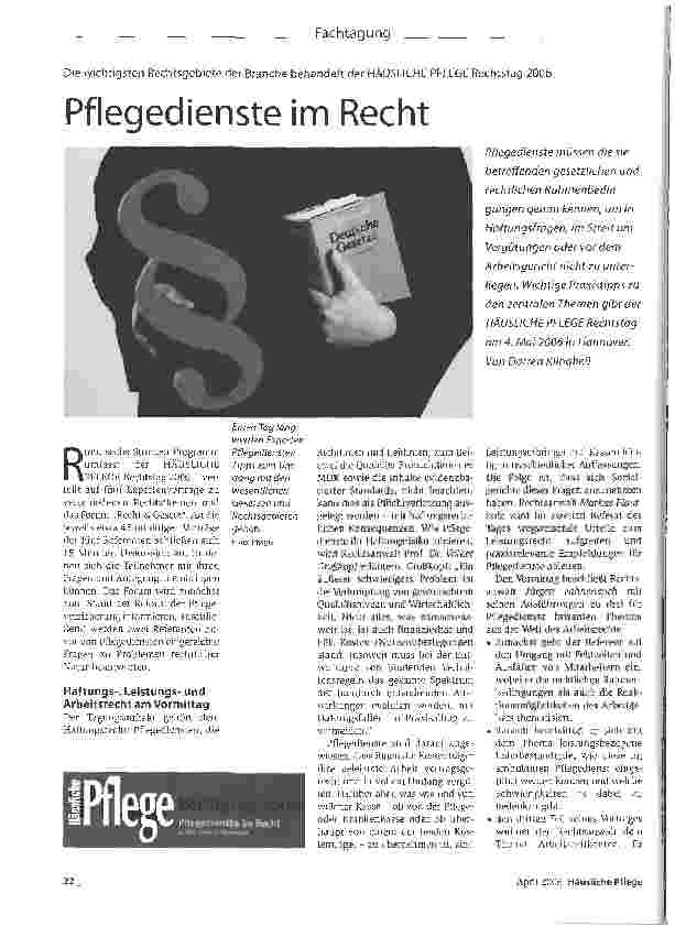 Vorschauseite 1: Pflegedienste im Recht