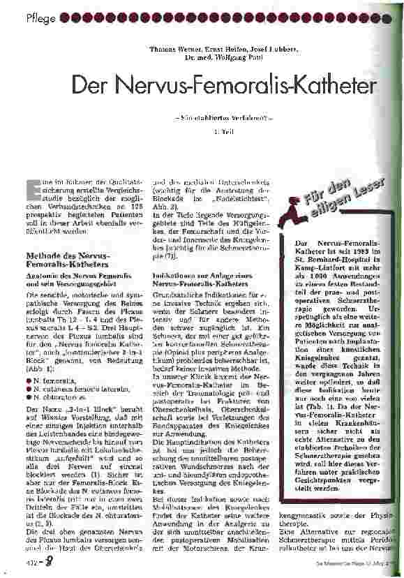 Vorschauseite 1: Der Nervus-Femoralis-Katheter Ein etabliertes Verfahren? Teil 1