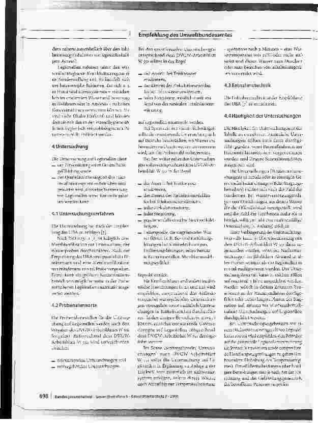 Vorschauseite 2: Empfehlung des Umweltbundesamtes nach Anhörung der Trinkwasserkommission des Bundesministeriums für Gesundheit