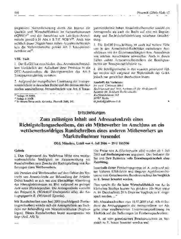 Vorschauseite 5: Die OTC-Ausnahmeliste auf dem Prüfstand des europäischen Rechts