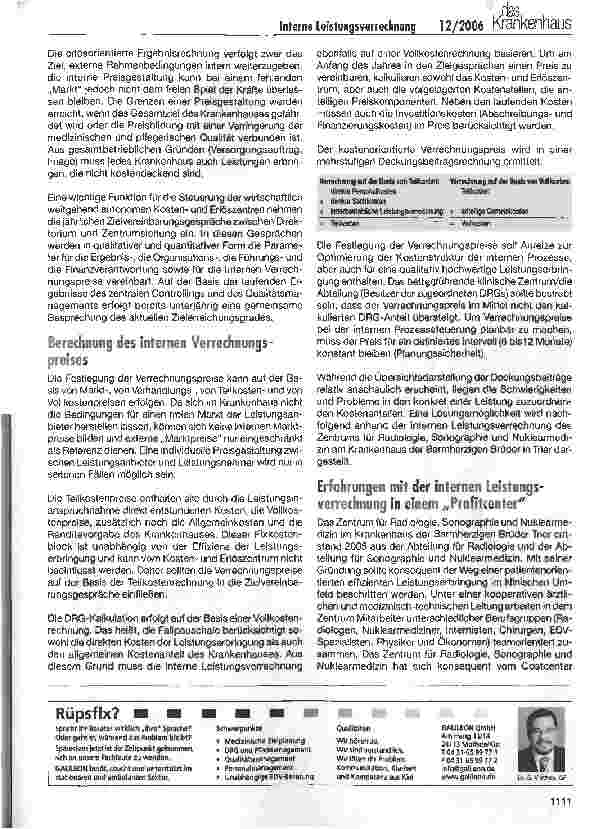 Vorschauseite 3: Interne Leistungsverrechnung im Krankenhaus am Beispiel eines Profitcenters