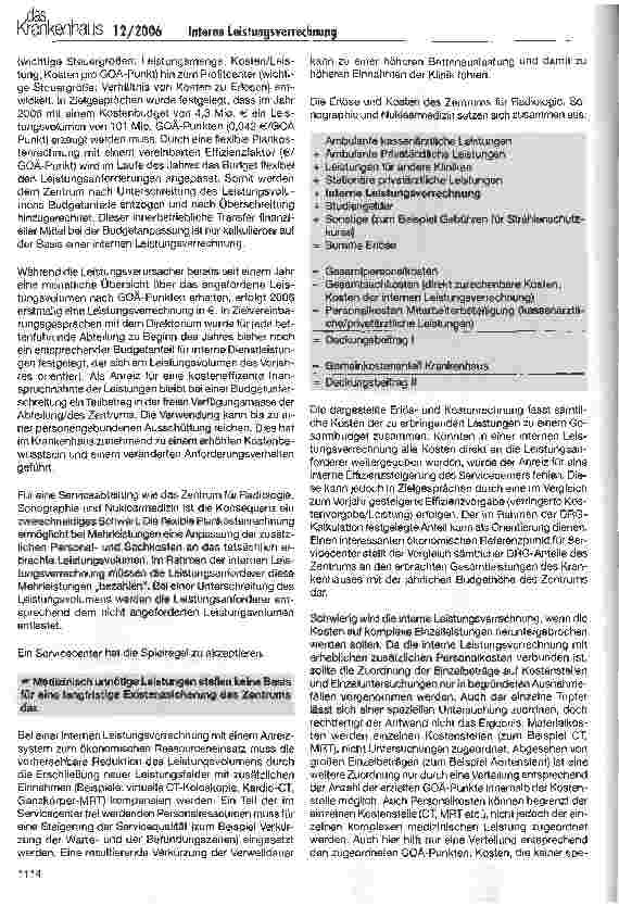 Vorschauseite 4: Interne Leistungsverrechnung im Krankenhaus am Beispiel eines Profitcenters