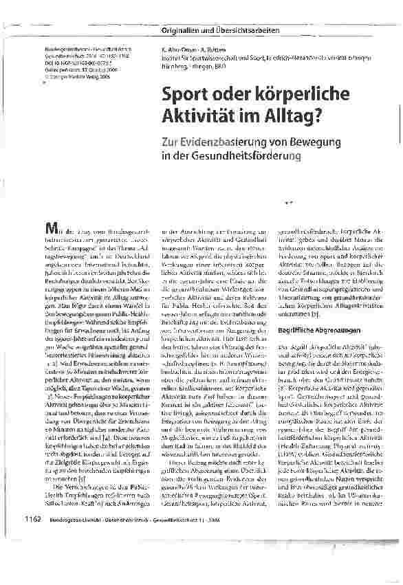 Vorschauseite 1: Sport oder körperliche Aktivität im Alltag?