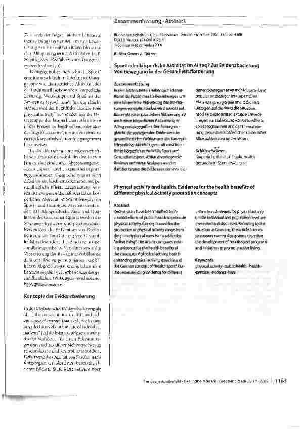 Vorschauseite 2: Sport oder körperliche Aktivität im Alltag?