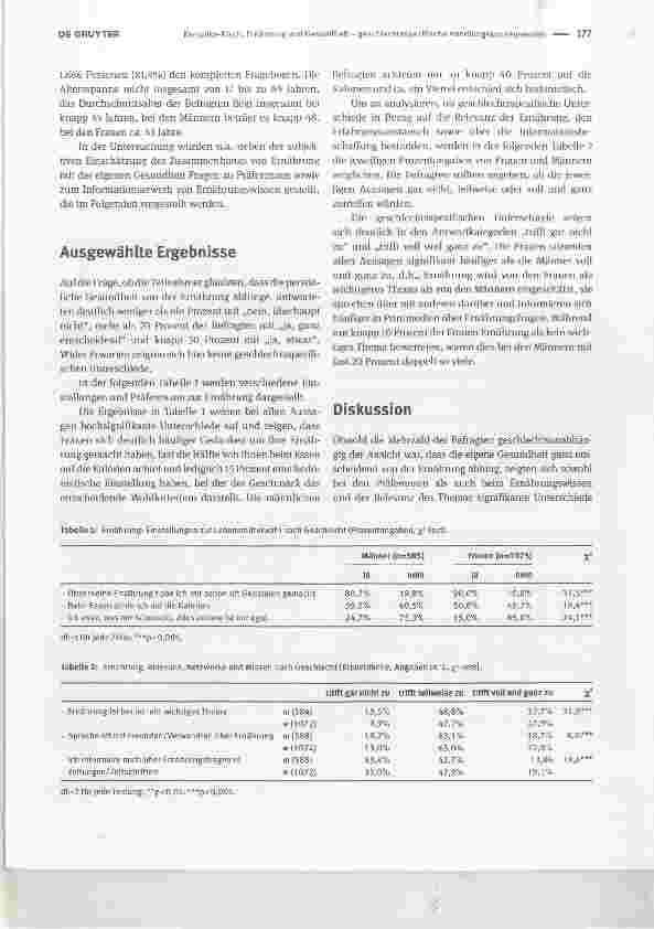 Vorschauseite 2: Ernährung und Gesundheit geschlechtsspezifische Handlungskonsequenzen