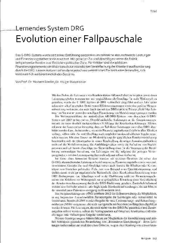 Vorschauseite 1: Evolution einer Fallpauschale