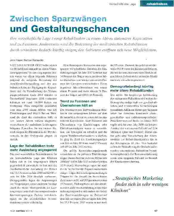 Vorschauseite 1: Zwischen Sparzwängen und Gestaltungschancen