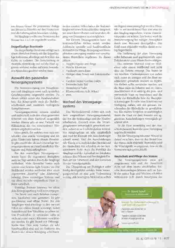 Vorschauseite 3: Säuglinge mit Enterostomaanlage eine Herausforderung für Eltern und Pflegepersonal