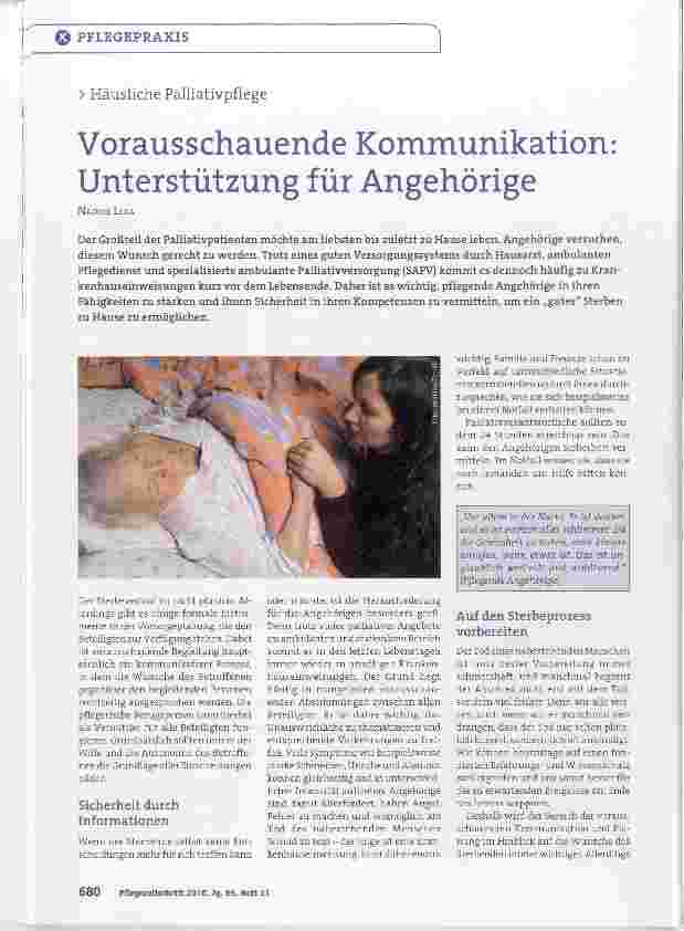 Vorschauseite 1: Vorausschauende Kommunikation: Unterstützung für Angehörige