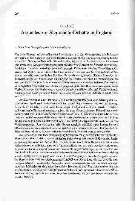 Vorschauseite 1: Aktuelles zur Sterbehilfe-Debatte in England