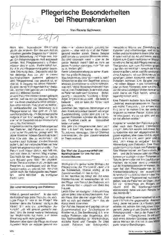 Vorschauseite 1: Pflegerische Besonderheiten bei Rheumakranken