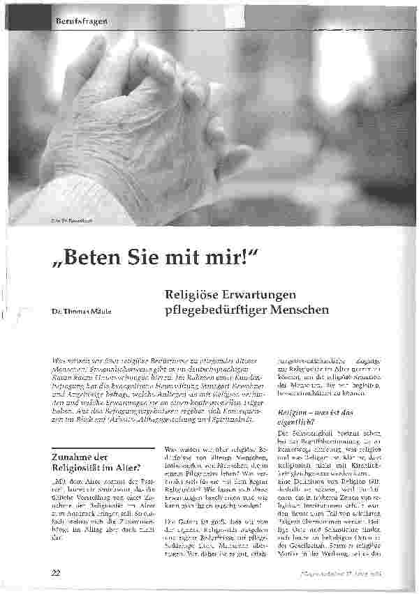 Vorschauseite 1: Beten Sie mit mir! - Religiöse Erwartungen pflegebedürftiger Menschen