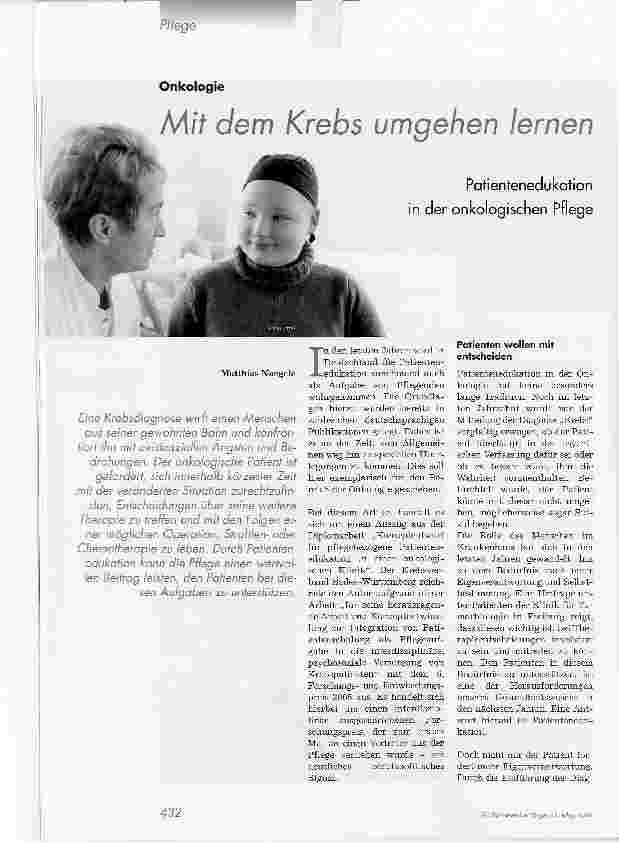 Vorschauseite 1: Mit dem Krebs umgehen lernenPatientenedukation in der onkologischen Pflege