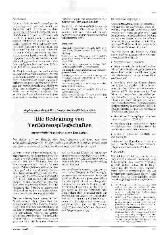 Vorschauseite 5: Verfahrenspflegschaft im BetreuungsverfahrenGravierende Unterschiede machen die Lage unübersichtlich