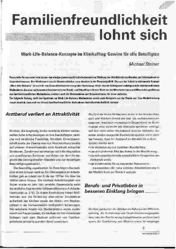 Vorschauseite 1: Familienfreundlichkeit lohnt sich