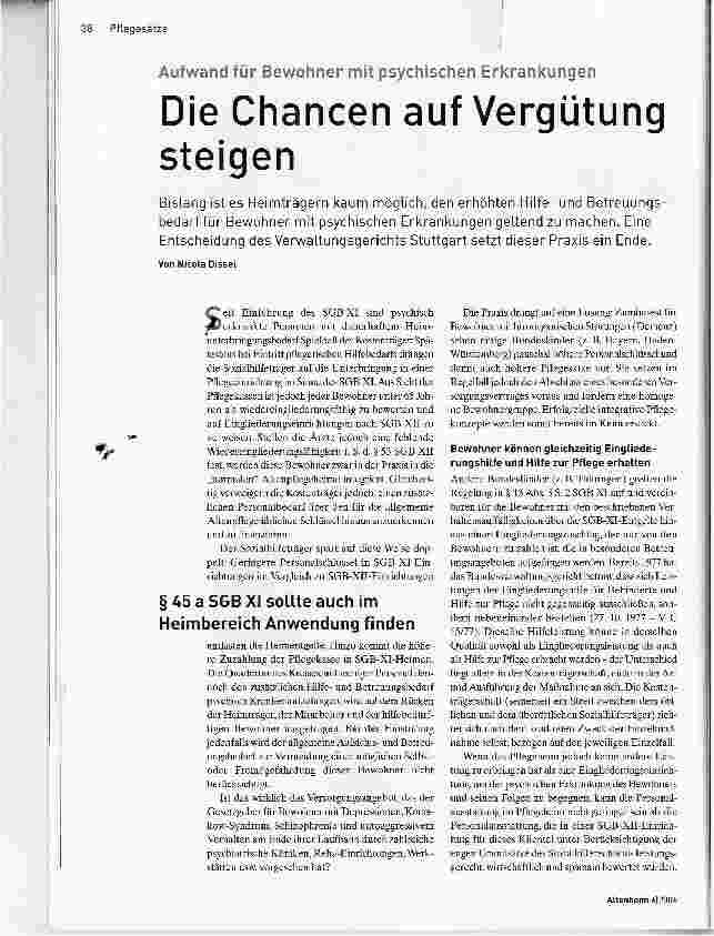 Vorschauseite 1: Die Chancen auf Vergütung steigenAufwand für Bewohner mit psychischen Erkrankungen