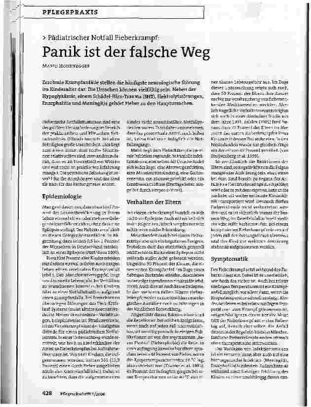 Vorschauseite 1: Pädiatrischer Notfall Fieberkrampf:Panik ist der falsche Weg