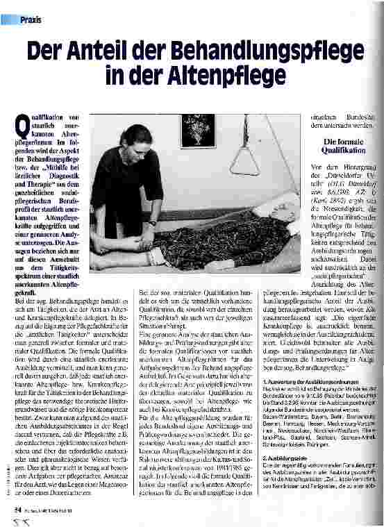 Vorschauseite 1: Der Anteil der Behandlungspflege in der Altenpflege