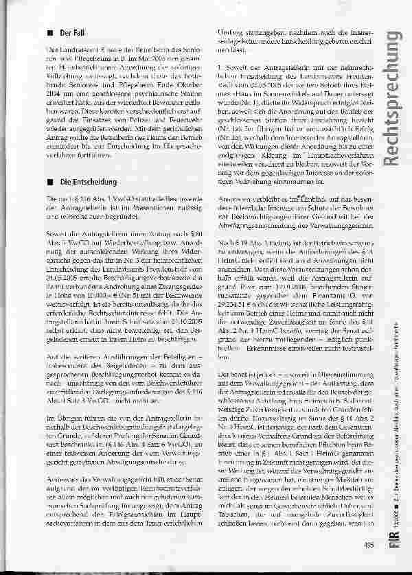 Vorschauseite 2: Zum Betrieb einer geschlossenen Abteilung durch einen unzuverlässigen Heimbetreiber
