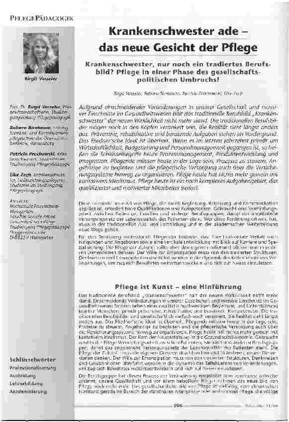 Vorschauseite 1: Krankenschwester ade - das neue Gesicht der Pflege
