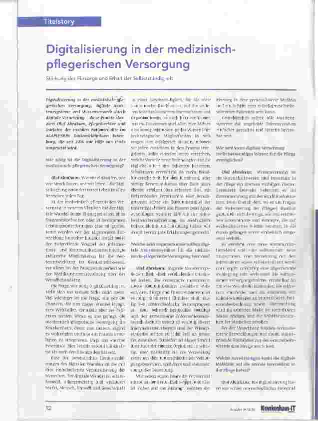 Vorschauseite 1: Digitalisierung in der medizinisch pflegerischen Versorgung