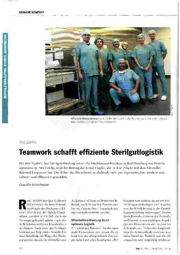 Vorschauseite 1: Teamwork schafft effiziente Sterilgutlogistik