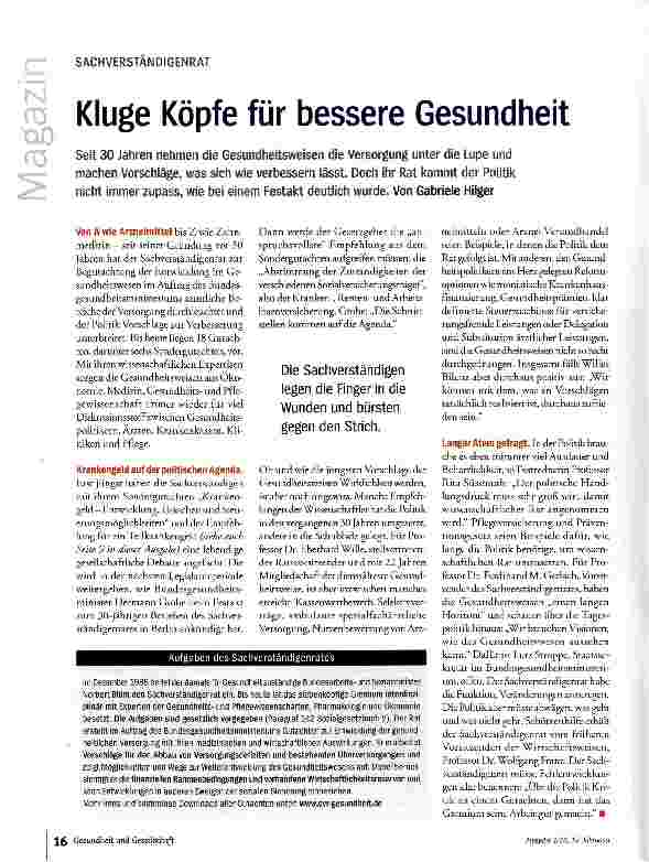 Vorschauseite 1: Kluge Köpfe für bessere Gesundheit