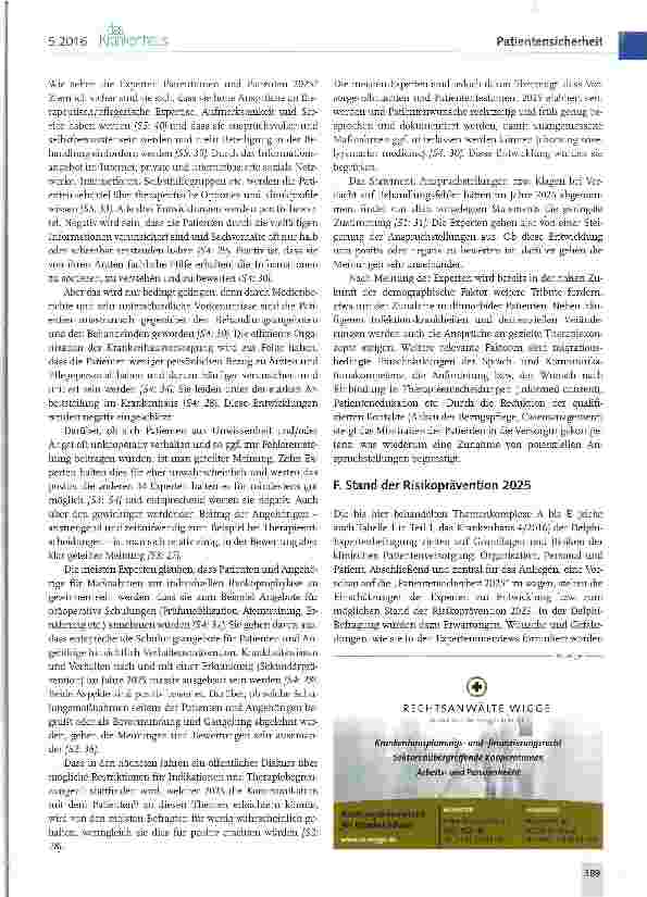 Vorschauseite 3: Patientensicherheit im Krankenhaus 2025 Eine Delphi-Studie mit Experten in der Gesundheitsversorgung (Teil 2)