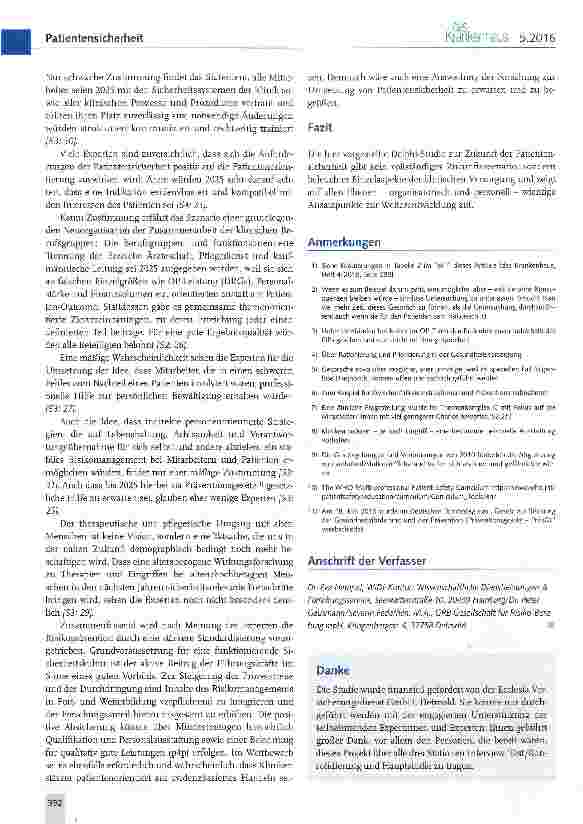 Vorschauseite 5: Patientensicherheit im Krankenhaus 2025 Eine Delphi-Studie mit Experten in der Gesundheitsversorgung (Teil 2)