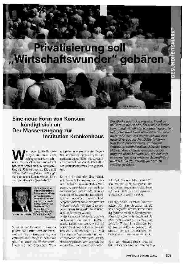 Vorschauseite 1: Privatisierung soll Wirtschaftswunder gebären