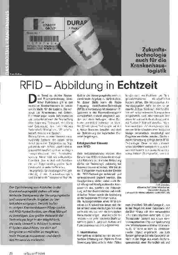 Vorschauseite 1: RFID -Abbildung in EchtzeitZukunftstechnologie auch für die Krankenhauslogistik