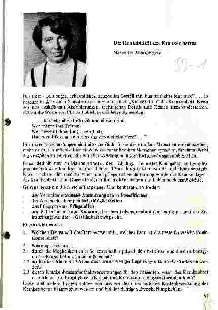 Vorschauseite 1: Die Rentabilität des Krankenbettes
