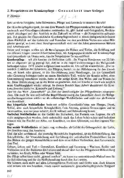 Vorschauseite 1: Perspektiven der Krankenpflege - Gesundheit unser Anliegen