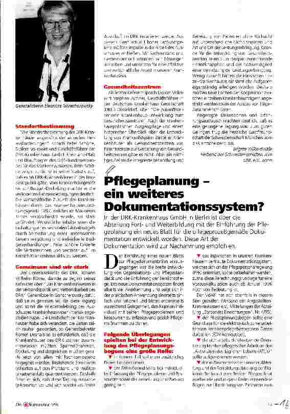 Vorschauseite 1: Pflegeplanung - ein weiteres Dokumentationssystem?