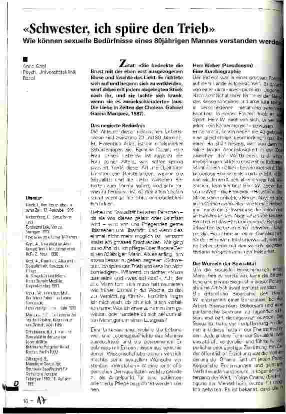 Vorschauseite 1: Schwester, ich spüre den Trieb Wie können sexuelle Bedürfnisse eines 80jährigen Mannes verstanden werden?
