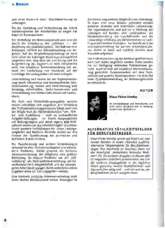 Vorschauseite 6: Professionalisierung der Betreuung hat oberste PrioritätPauschalierung: Und was kommt jetzt?