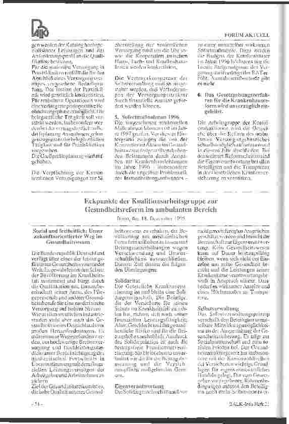 Vorschauseite 3: Eckpunkte zur stationären Versorgung im Rahmen der 3. Stufe der Gesundheitsreform Eckpunkte der Koalitionsarbeitsgruppe zur Gesundheitsreform im ambulanten Bereich Eckpunkte für d…