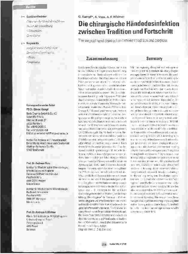Vorschauseite 1: Die chirurgische Händedesinfektion zwischen Tradition und Fortschritt