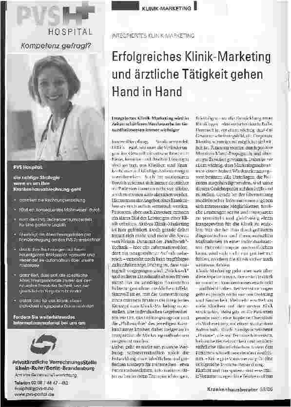 Vorschauseite 1: Erfolgreiches Klinik-Marketing und ärztliche Tätigkeit gehen Hand in Hand