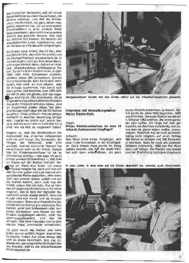 Vorschauseite 1: Das Städtische Kinderkrankenhaus Köln-Riehl Interview mit Verwaltungsleiter Heinz Kastenholz
