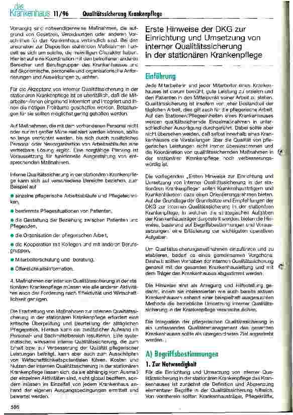 Vorschauseite 4: Grundsätze und Empfehlungen der DKG zur internen Qualitätssicherung in der stationären Krankenpflege