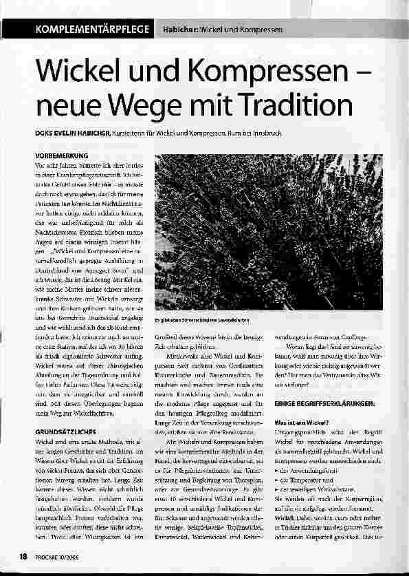 Vorschauseite 1: Wickel und Kompressen -neue Wege mit Tradition
