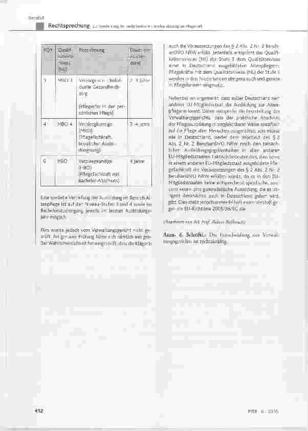Vorschauseite 6: Zur Anerkennung der niederländischen Berufsausbildung zur Pflege kraft
