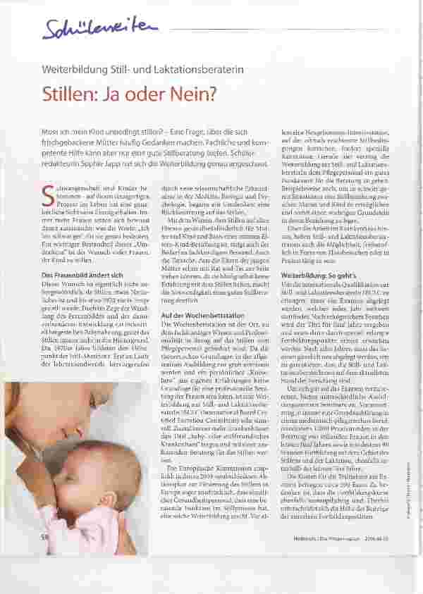 Vorschauseite 1: Weiterbildung Stillund Laktationsberaterin Stillen: Ja oder Nein?