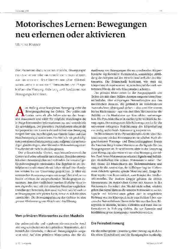 Vorschauseite 1: Motorisches Lernen: Bewegungen neu erlernen oder aktivieren