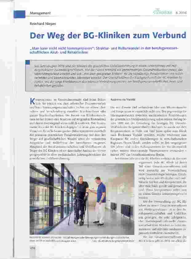Vorschauseite 1: Der Weg der BG-Kliniken zum Verbund