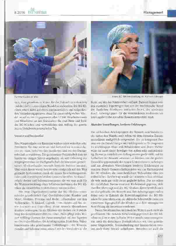 Vorschauseite 2: Der Weg der BG-Kliniken zum Verbund