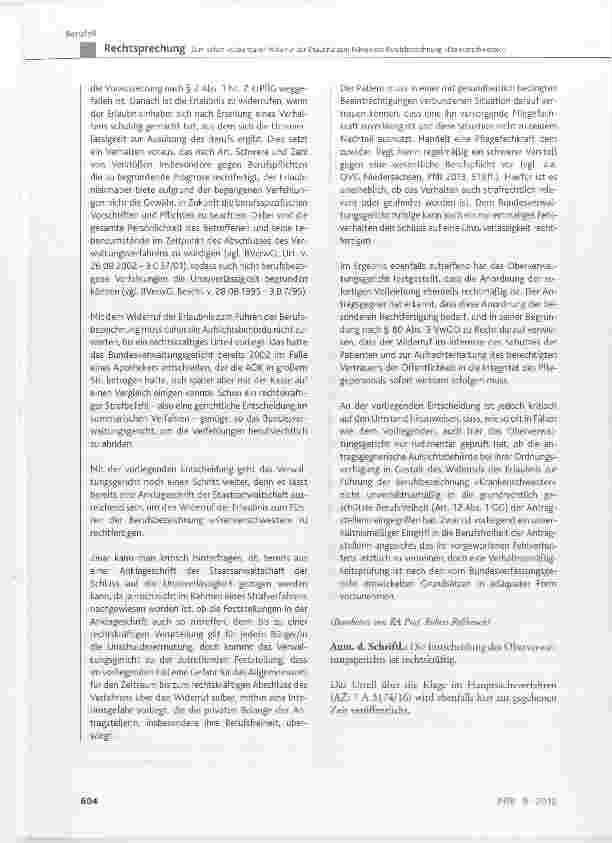Vorschauseite 6: Zum sofort vollziehbaren Widerruf der Erlaubnis zum Führen der Berufsbezeichnung »Krankenschwester«