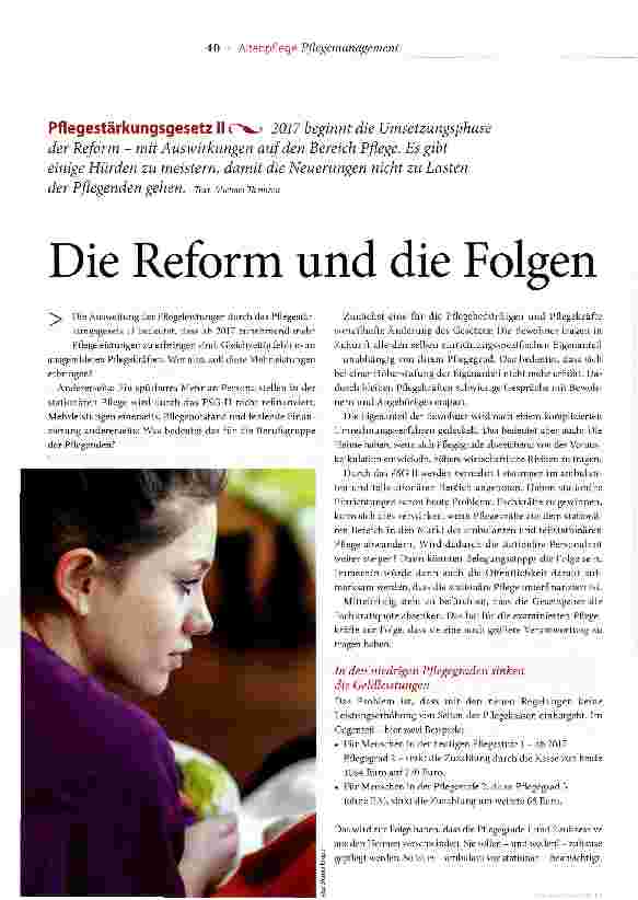 Vorschauseite 1: Die Reform und die Folgen